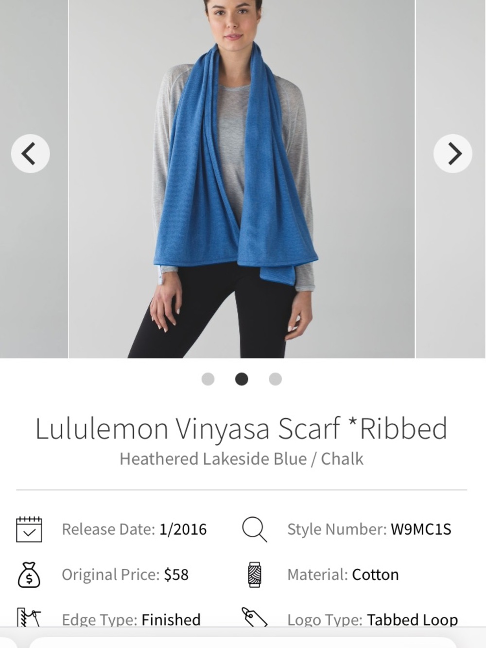 Limited edition lululemon athletica yoga rib zipper wrap Heathered Lakeside Blue